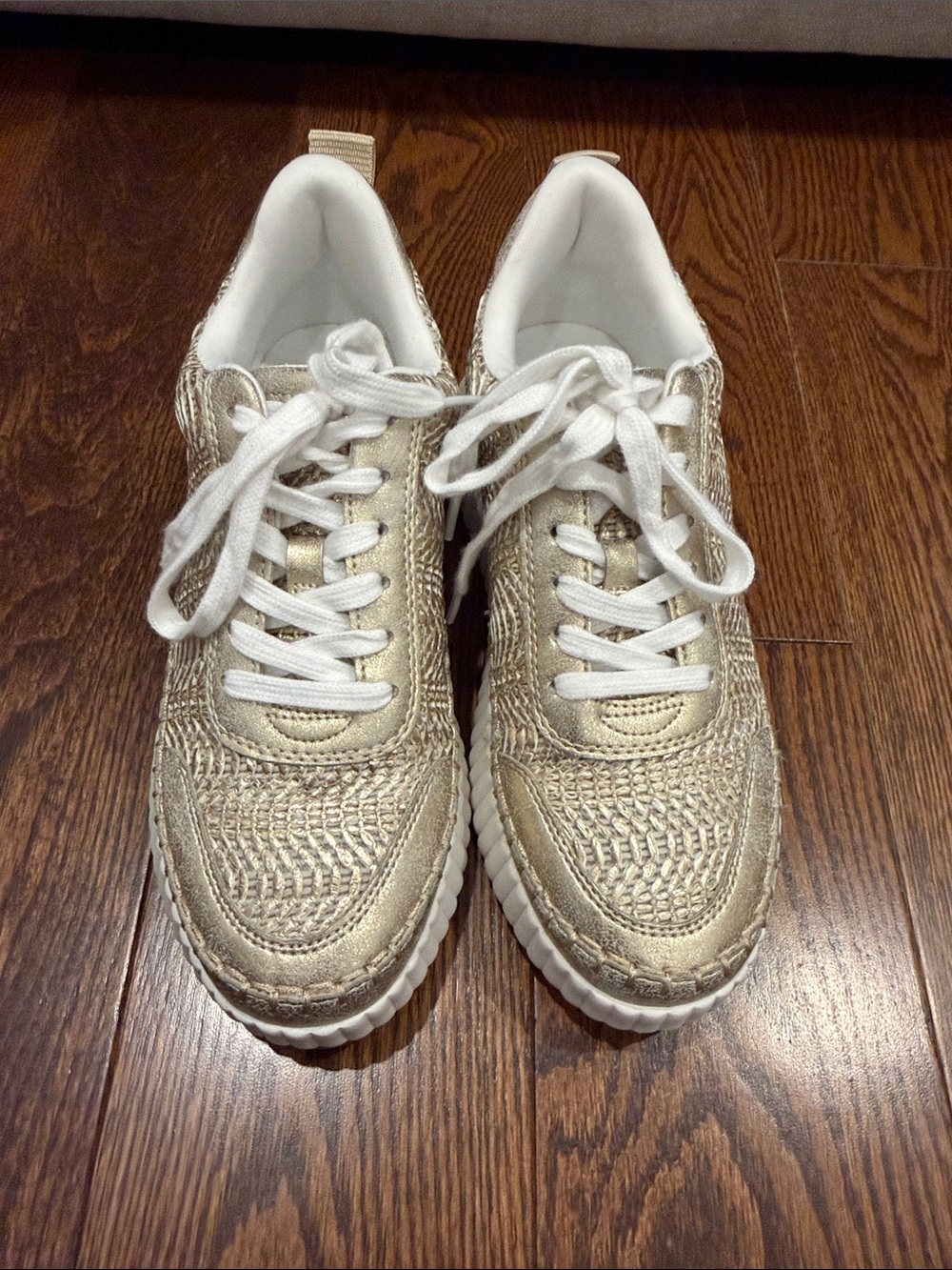 Universal Thread Metallic Gold Woven Lace-Up Sneakers